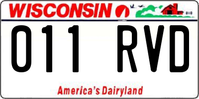WI license plate 011RVD