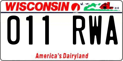 WI license plate 011RWA