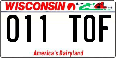 WI license plate 011TOF