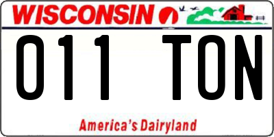 WI license plate 011TON