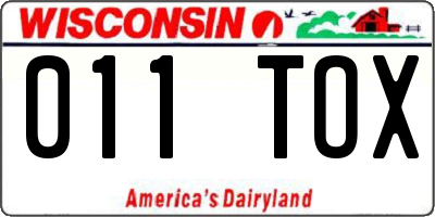 WI license plate 011TOX