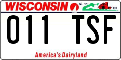 WI license plate 011TSF