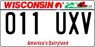 WI license plate 011UXV