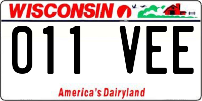 WI license plate 011VEE