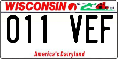 WI license plate 011VEF