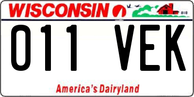 WI license plate 011VEK