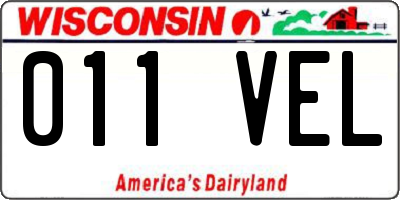 WI license plate 011VEL