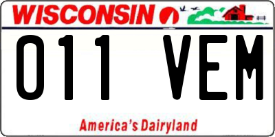WI license plate 011VEM