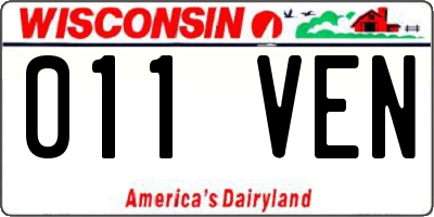 WI license plate 011VEN