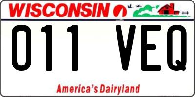 WI license plate 011VEQ