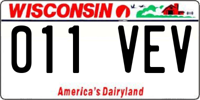 WI license plate 011VEV