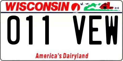WI license plate 011VEW