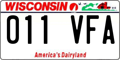 WI license plate 011VFA