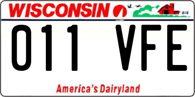 WI license plate 011VFE