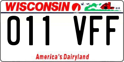WI license plate 011VFF