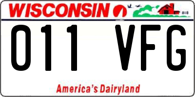 WI license plate 011VFG