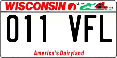 WI license plate 011VFL