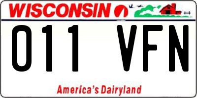 WI license plate 011VFN