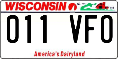 WI license plate 011VFO