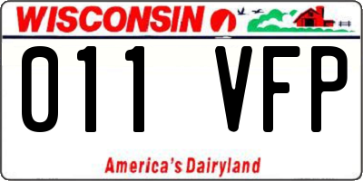 WI license plate 011VFP