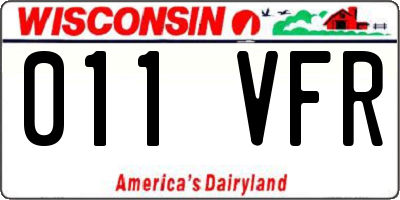 WI license plate 011VFR