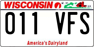 WI license plate 011VFS