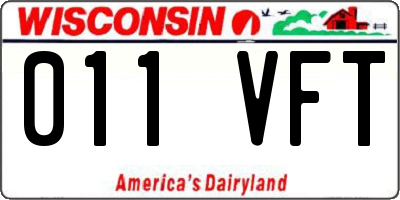WI license plate 011VFT