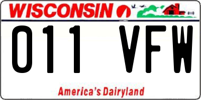 WI license plate 011VFW