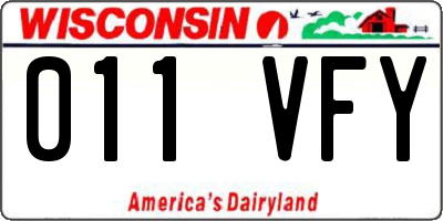 WI license plate 011VFY