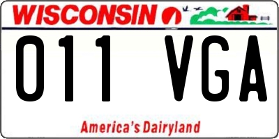 WI license plate 011VGA