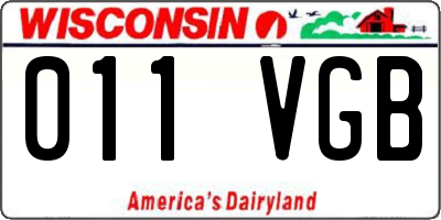 WI license plate 011VGB