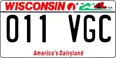 WI license plate 011VGC