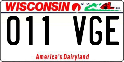 WI license plate 011VGE