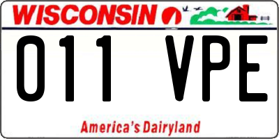 WI license plate 011VPE