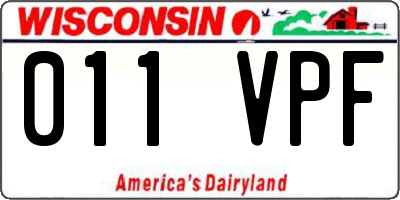 WI license plate 011VPF