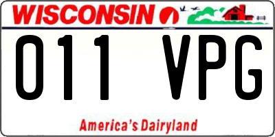 WI license plate 011VPG