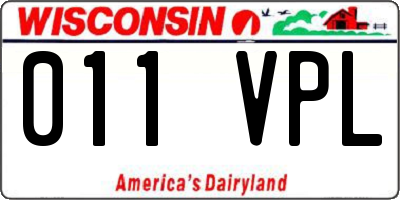WI license plate 011VPL