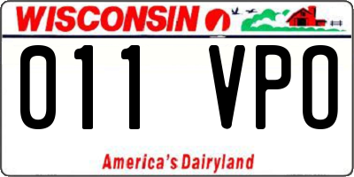 WI license plate 011VPO