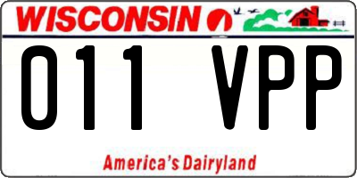 WI license plate 011VPP