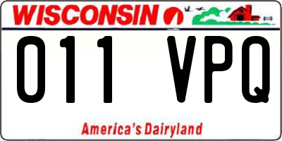 WI license plate 011VPQ