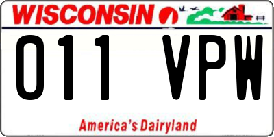 WI license plate 011VPW