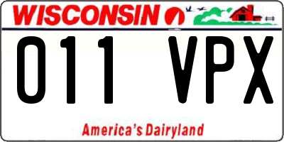 WI license plate 011VPX