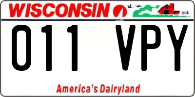 WI license plate 011VPY