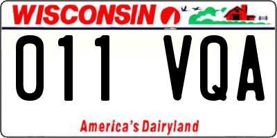 WI license plate 011VQA
