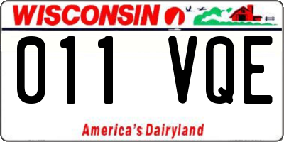 WI license plate 011VQE