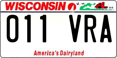 WI license plate 011VRA