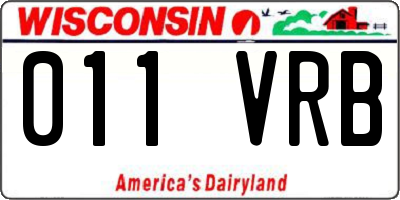 WI license plate 011VRB
