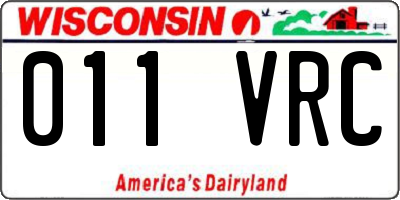 WI license plate 011VRC