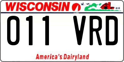 WI license plate 011VRD