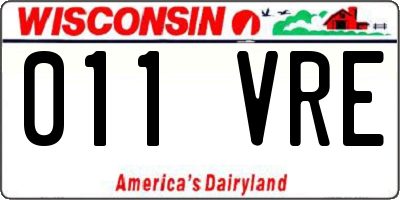 WI license plate 011VRE